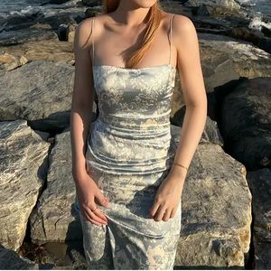 NWOT Reformation Frankie Silk Dress Porcelain